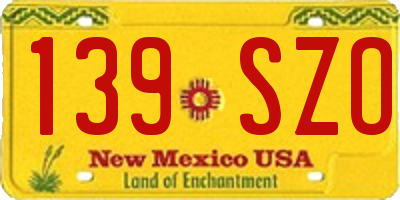 NM license plate 139SZO