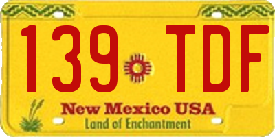 NM license plate 139TDF