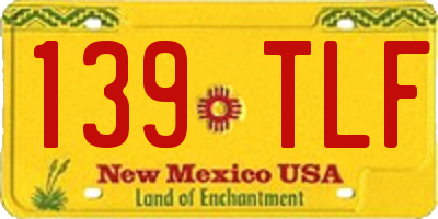 NM license plate 139TLF