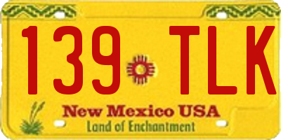 NM license plate 139TLK