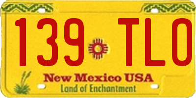 NM license plate 139TLO