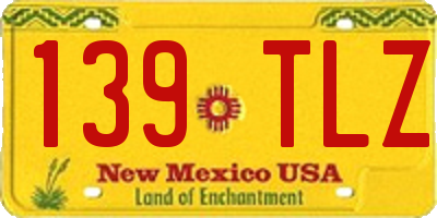 NM license plate 139TLZ