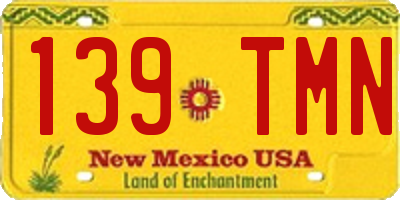 NM license plate 139TMN