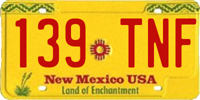 NM license plate 139TNF