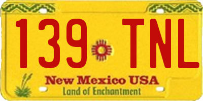NM license plate 139TNL