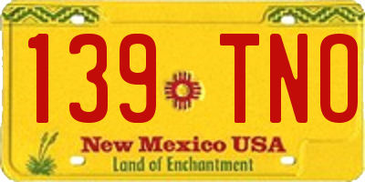 NM license plate 139TNO