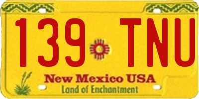 NM license plate 139TNU
