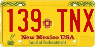 NM license plate 139TNX
