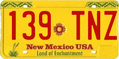 NM license plate 139TNZ