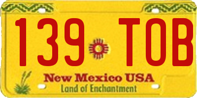 NM license plate 139TOB