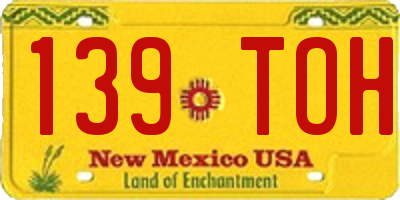NM license plate 139TOH
