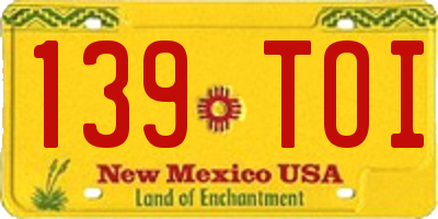 NM license plate 139TOI