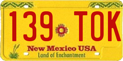 NM license plate 139TOK