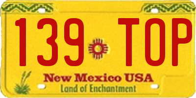 NM license plate 139TOP