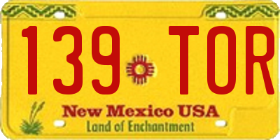 NM license plate 139TOR