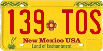 NM license plate 139TOS