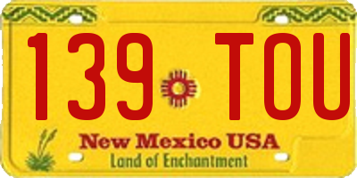 NM license plate 139TOU