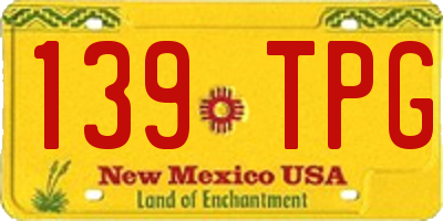NM license plate 139TPG