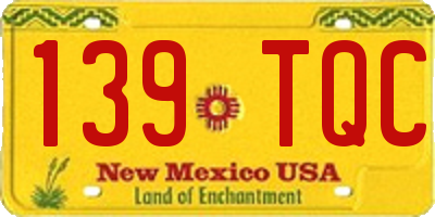 NM license plate 139TQC