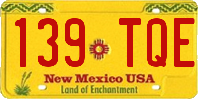 NM license plate 139TQE