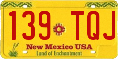 NM license plate 139TQJ