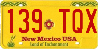 NM license plate 139TQX