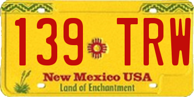 NM license plate 139TRW