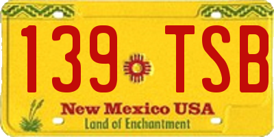 NM license plate 139TSB
