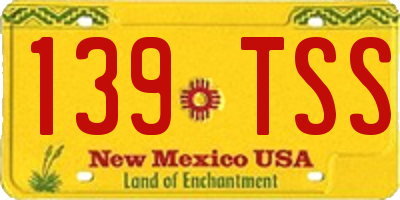 NM license plate 139TSS