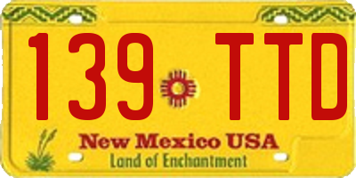 NM license plate 139TTD