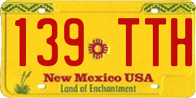 NM license plate 139TTH