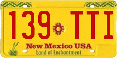 NM license plate 139TTI