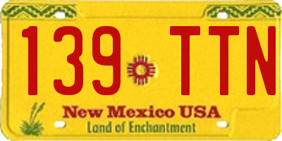 NM license plate 139TTN