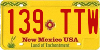 NM license plate 139TTW