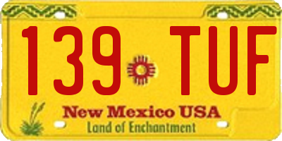 NM license plate 139TUF