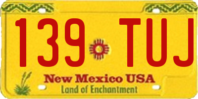 NM license plate 139TUJ