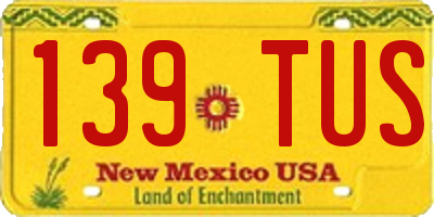 NM license plate 139TUS