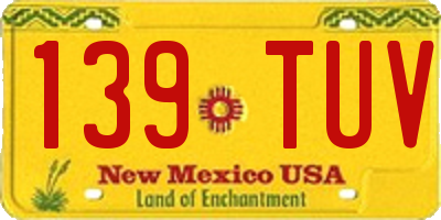 NM license plate 139TUV