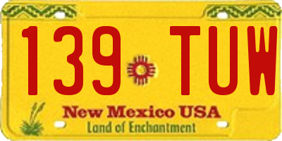 NM license plate 139TUW