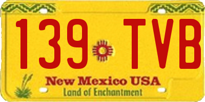 NM license plate 139TVB