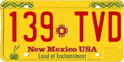 NM license plate 139TVD