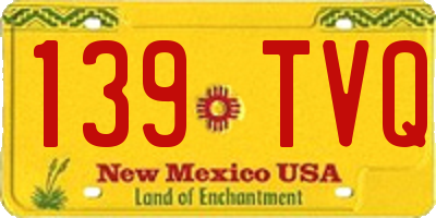 NM license plate 139TVQ