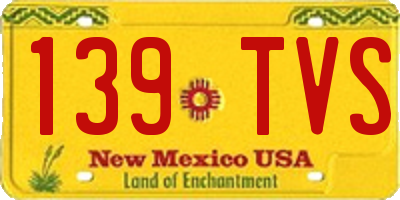 NM license plate 139TVS