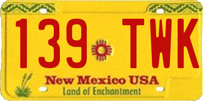 NM license plate 139TWK