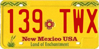 NM license plate 139TWX
