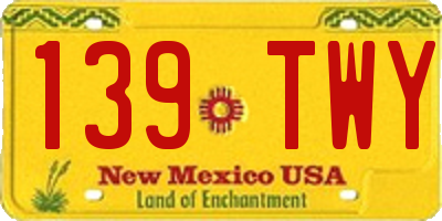 NM license plate 139TWY