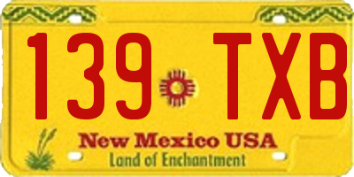 NM license plate 139TXB