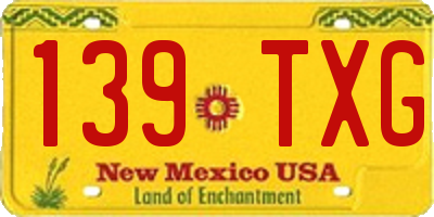 NM license plate 139TXG