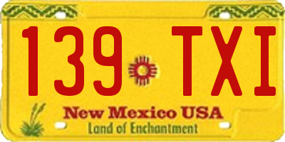 NM license plate 139TXI