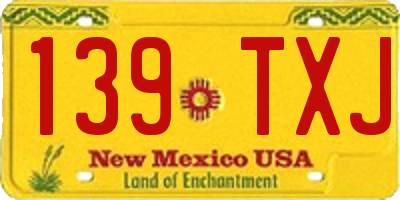 NM license plate 139TXJ